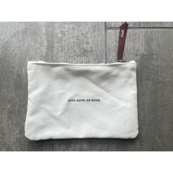 Makeup Fabric Canvas White Floral Boho Zippered Bag Travel Pouch Case Organizer - Picture 3 of 5